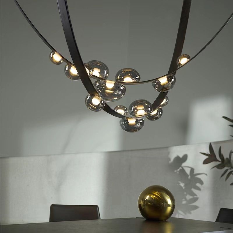 Modern Pendant Lighting Fixtures Glass 7 Lights Island Light Fixture for Dining Room
