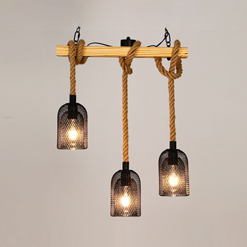 Colgante de isla múltiple de isla de metal industrial múltiple con cuerda natural