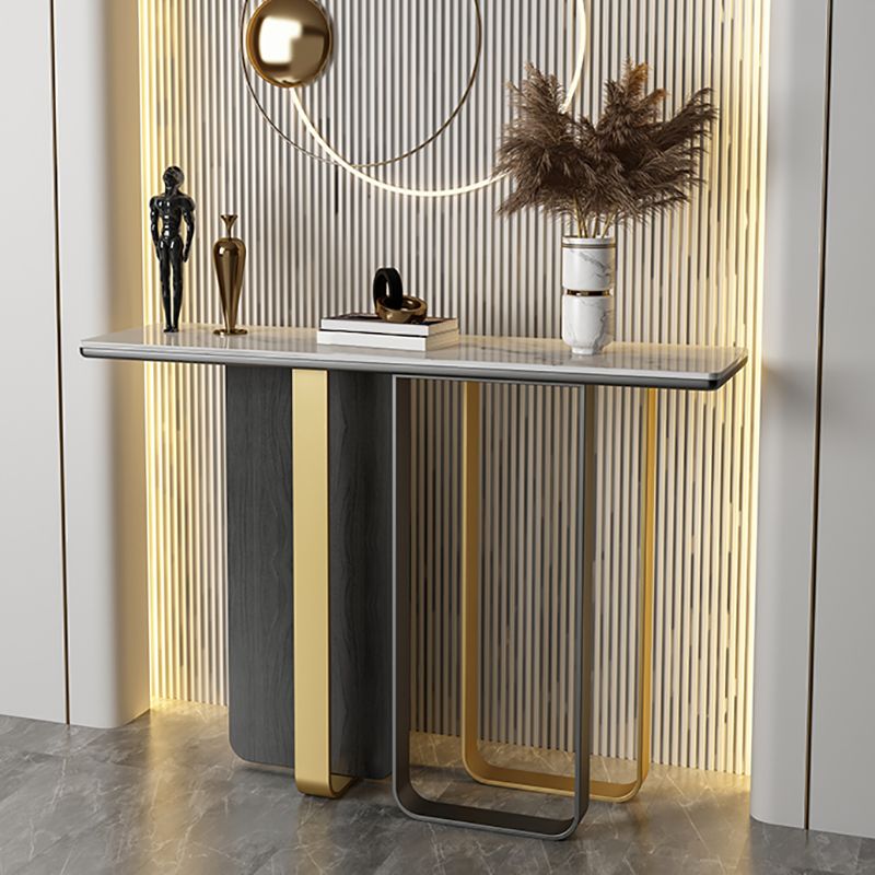 Stone Rectangle Console Table Modern 13.78"W Accent Table with 1 Shelf