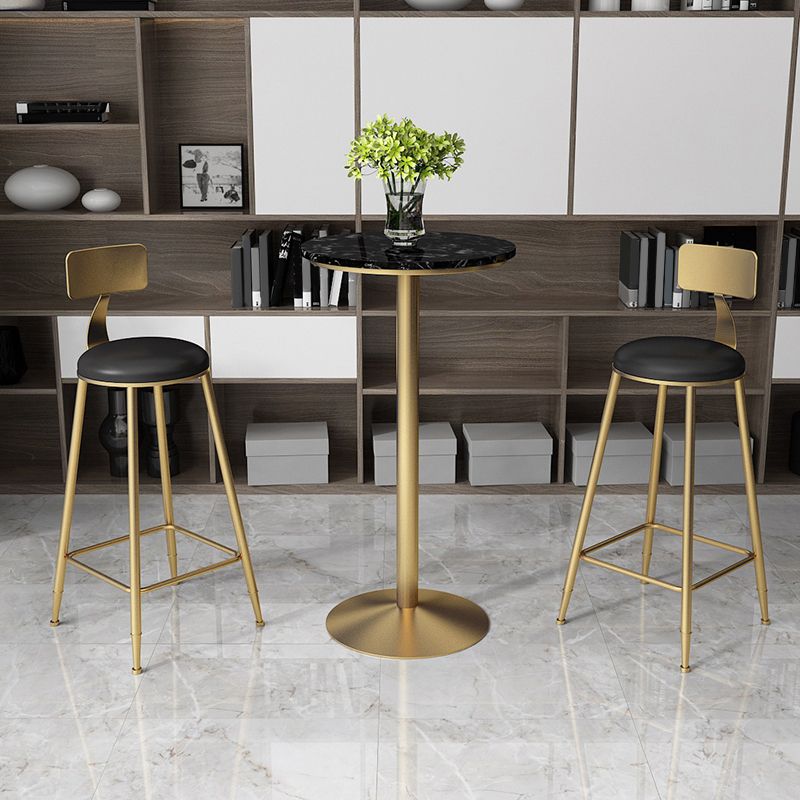Faux Leather Dining Stools Upholstered Bar Stools with Metal Base