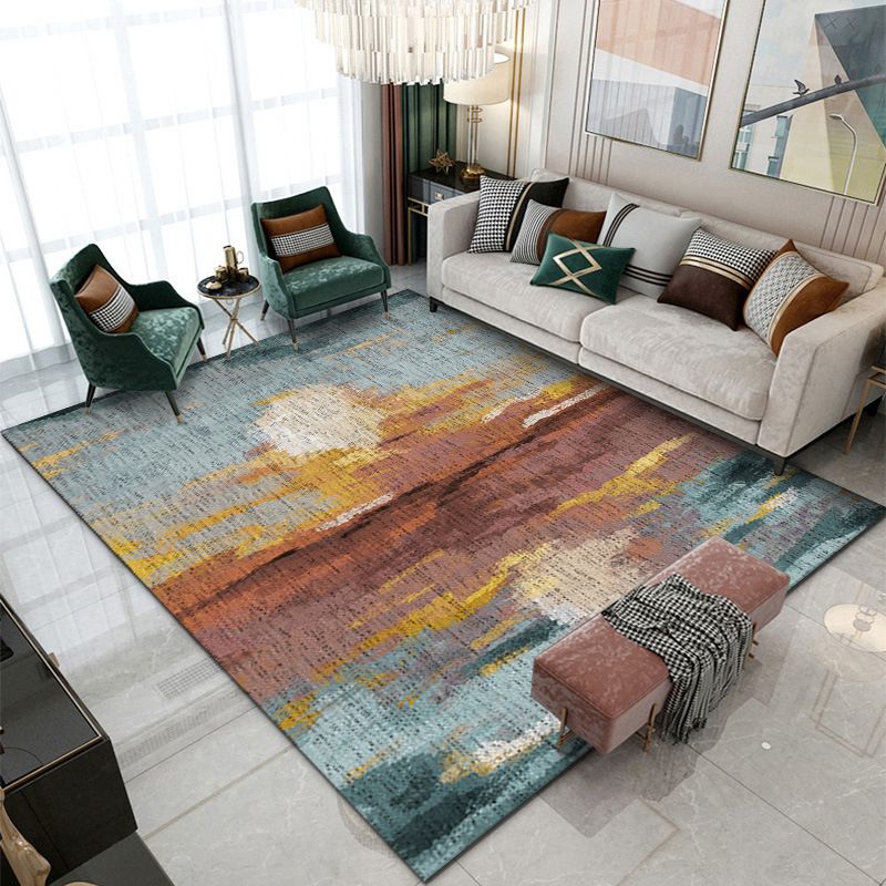 Contemporary Abstraction Rug Polyester Rug Stain Resistant Area Carpet for Living Room