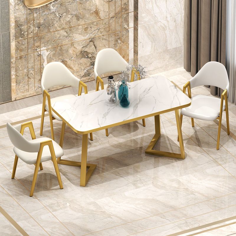 Standard Sintered Stone Top Dining Set with 2 Gold Metallic Legs for Dining Furniture