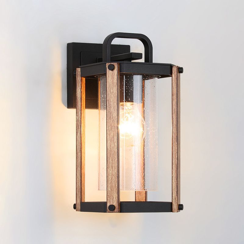 Industrial Metal Wall Light Cage Shape 11.5" High Wall Sconce with Glass for Outdoors