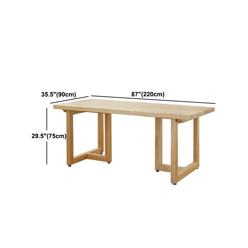 Modern Simple Solid Wood Table for Restaurant Rectangle Table with Wood Base