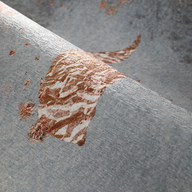 Simplicity Abstract Ink Printed Rug Gray Tone Polyester Area Carpet Easy Care Rug for Living Room