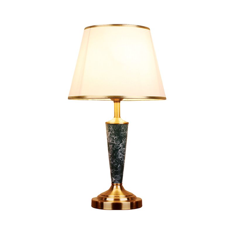 Tissu blanc table de nuit lampe évasée à 1 tête de style vintage de style vintage Lumière avec conception de feuilles