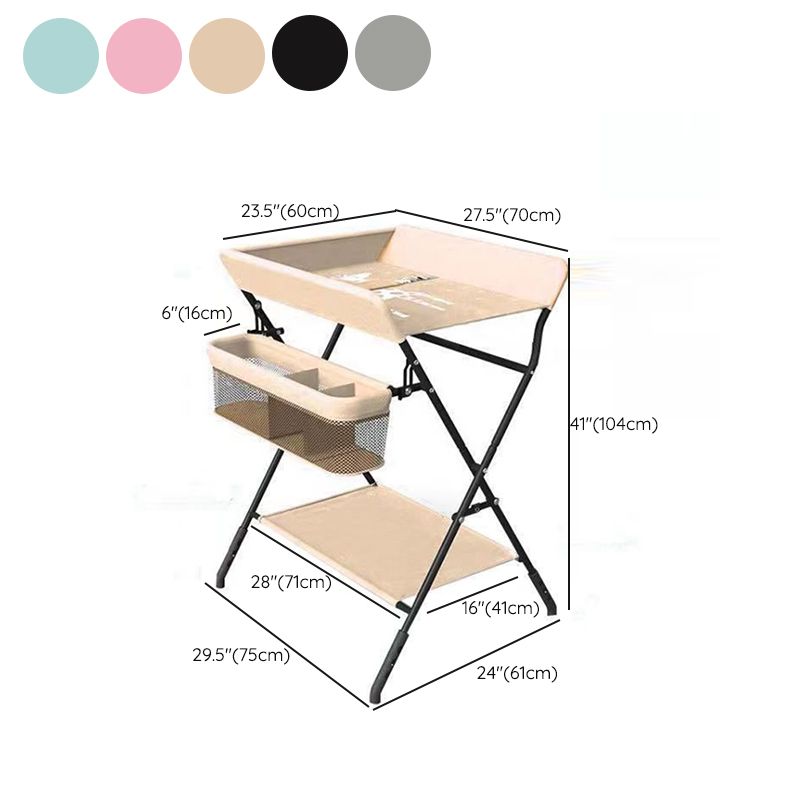 Contemporary Baby Changing Table with Storage Basket and Safety Belt