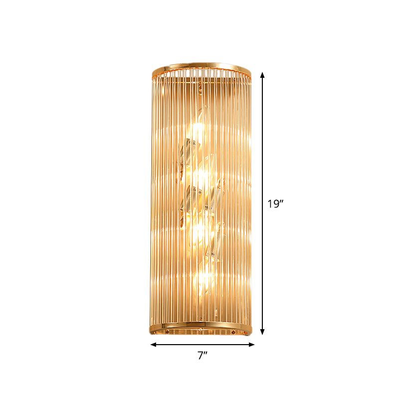 Minimalism Cylinder Wall Mount Lamp Crystal Rod 4 Lights Hallway Wall Sconce Lighting in Gold