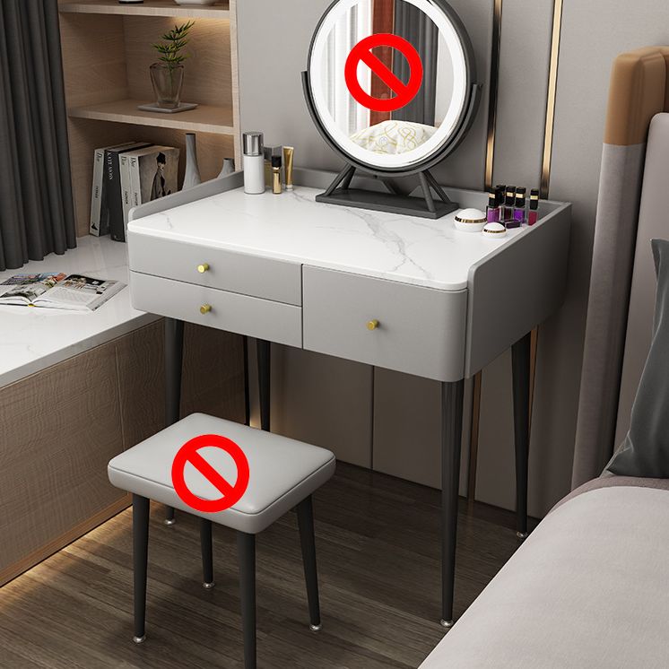 Contemporary Stone Dressing Table 31.1-In High Makeup Vanity Table with Stool