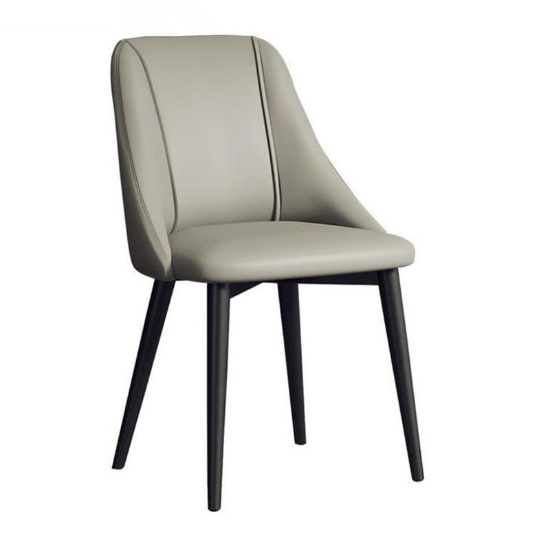 Silla de comedor de cuero de estilo nórdico, sillas de comedor de metal sin brazos para uso doméstico