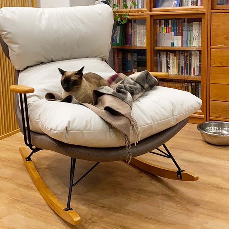 Patchwork Rocking Chair Fabric Upholstered Contemporary Rocking Chair with Ottoman