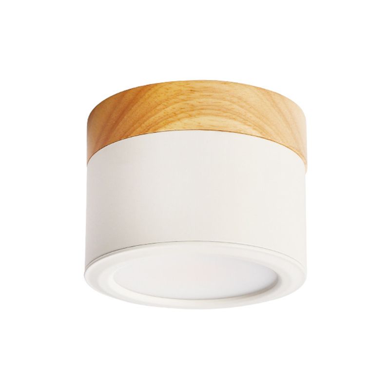 Cylinder Modern Flush Mount Metal and Wood LED Ceiling Flush Lighting