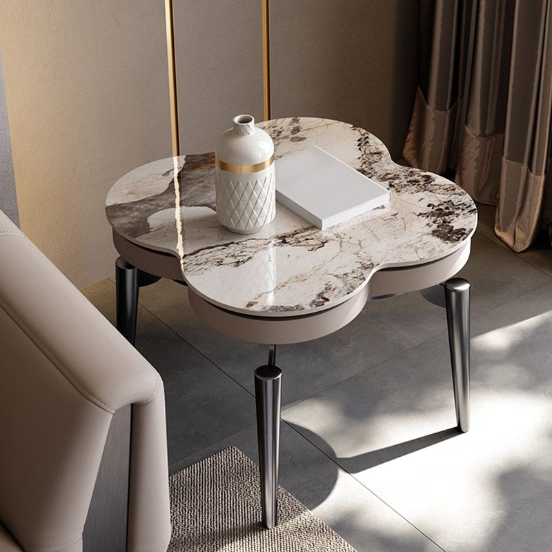 Luxurious Metal Side Table Stone 4 Legs Sofa Side Accent Table