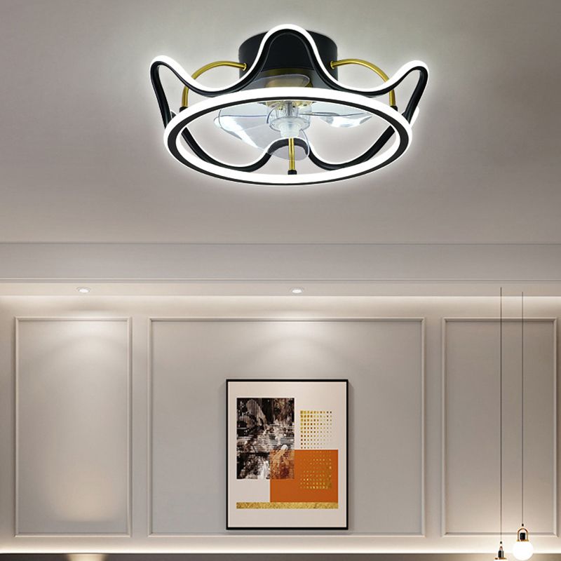 Kronenförmige Lüfterleuchte Deckenleuchte Minimalist Metall Schlafzimmer LED Semi Flush Mount