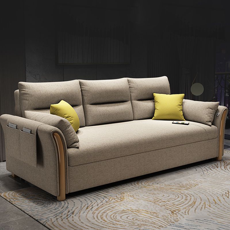 Brown Convertible Settee Furniture Flared Arm Standard Bed Settee