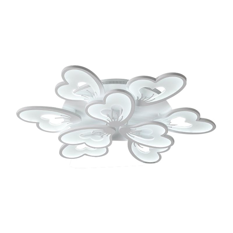 Creative Creative Petal Ceiling Flush Mount Acrylic White 9/12/15 Heads Integrated LED Living Room Flush Mount Light in Warm / White