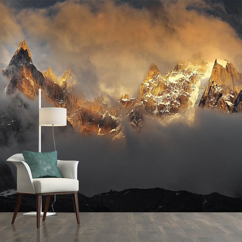 Photography Smoggy Mountains Mural Huge Wall Covering for Accent Wall, Made to Measure