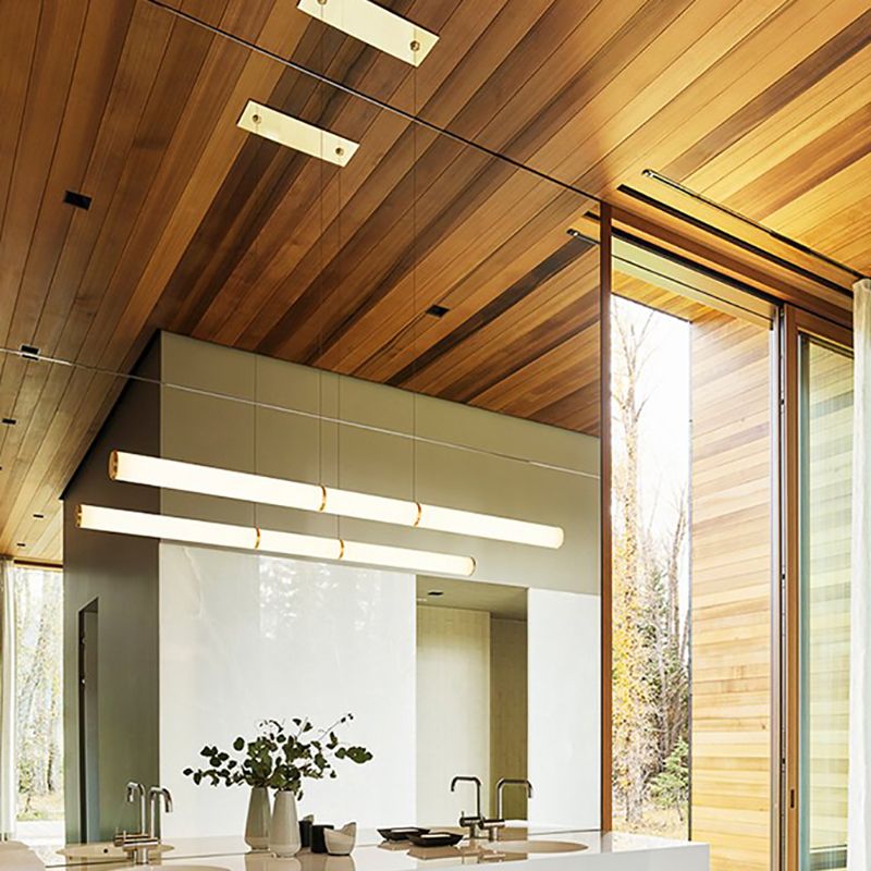 Lámpara lineal de lámparas de luz de cobre de cobre moderna con tono acrílico