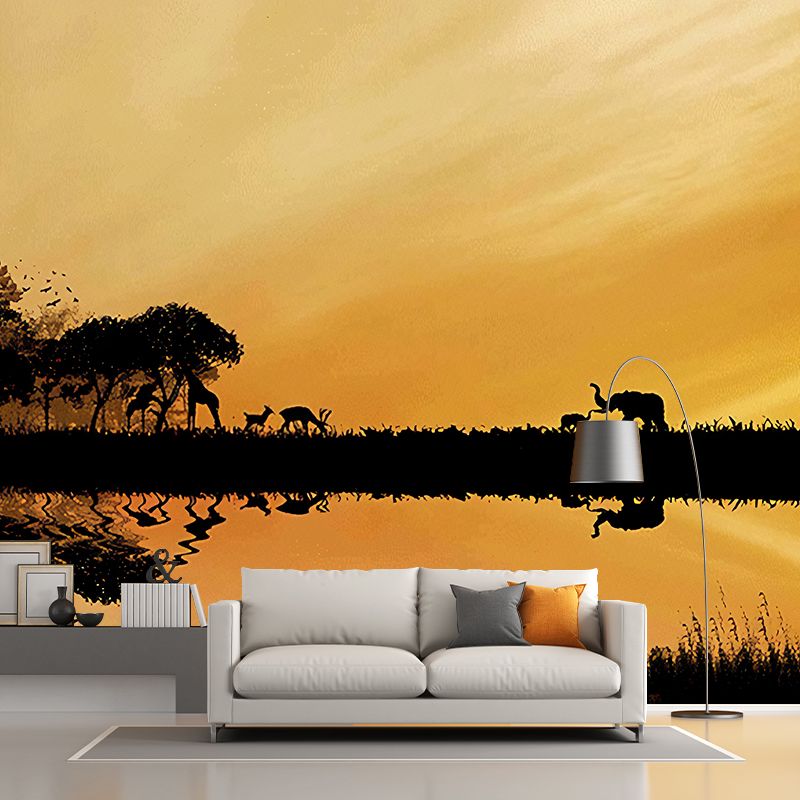 Modern Style Wildlife Wall Mural for Living Room, Large Wall Art in Pastel Color