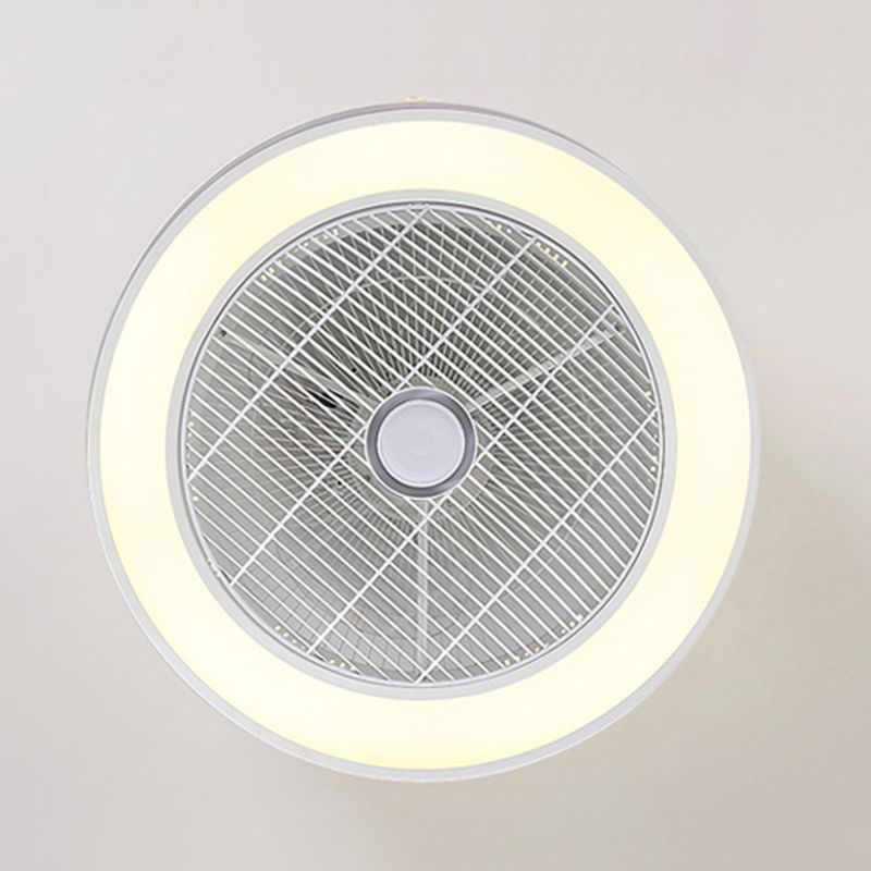 Weiß ausgehöhlter Deckenventilator Nordic Metal LED Runde Halbblüzlicht für Schlafzimmer