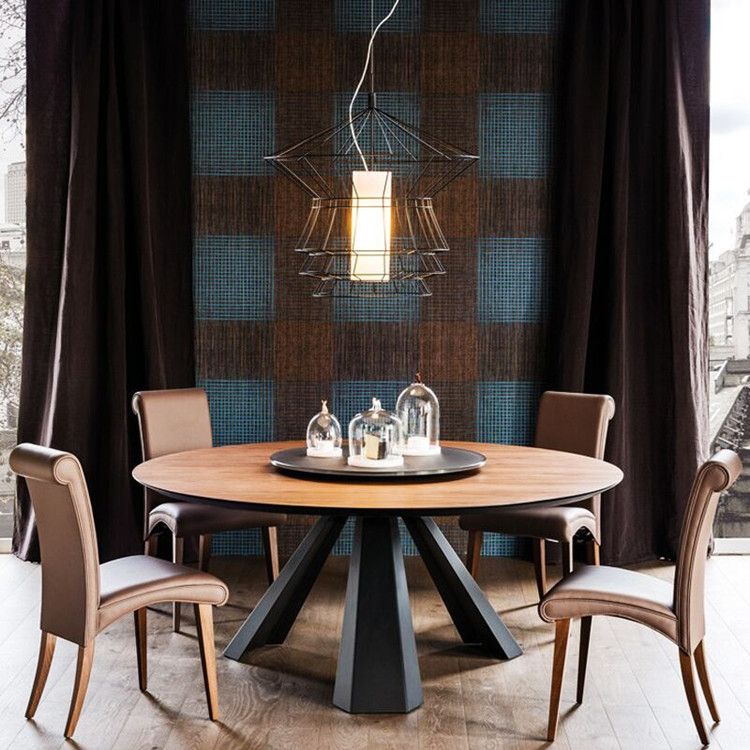 Mesa de comedor de trípode redondo con madera sólida de pino (perezoso Susan no incluida)