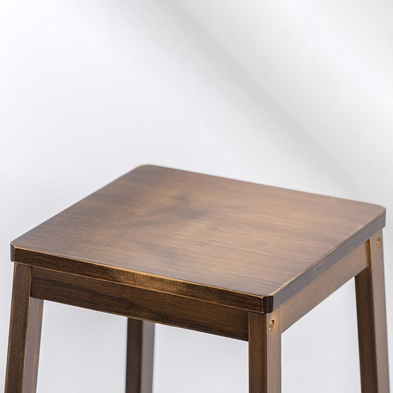 Contemporary Dining Stool Square Solid Wood Bar Stool with Footrest