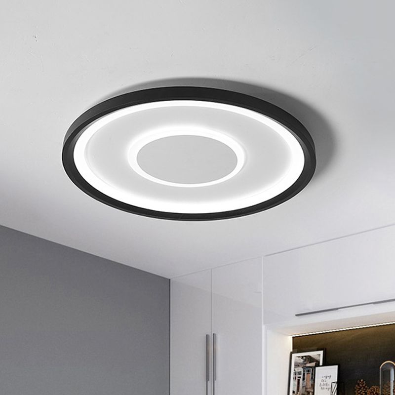 Plafoniera da soffitto a disco sottile con montaggio a incasso Lampada da incasso a LED in acrilico nordico per camera da letto in nero, larghezza 16"/19,5"