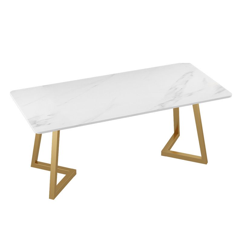 Stone Top Table Modern Rectangle Dining Table with Sled Base