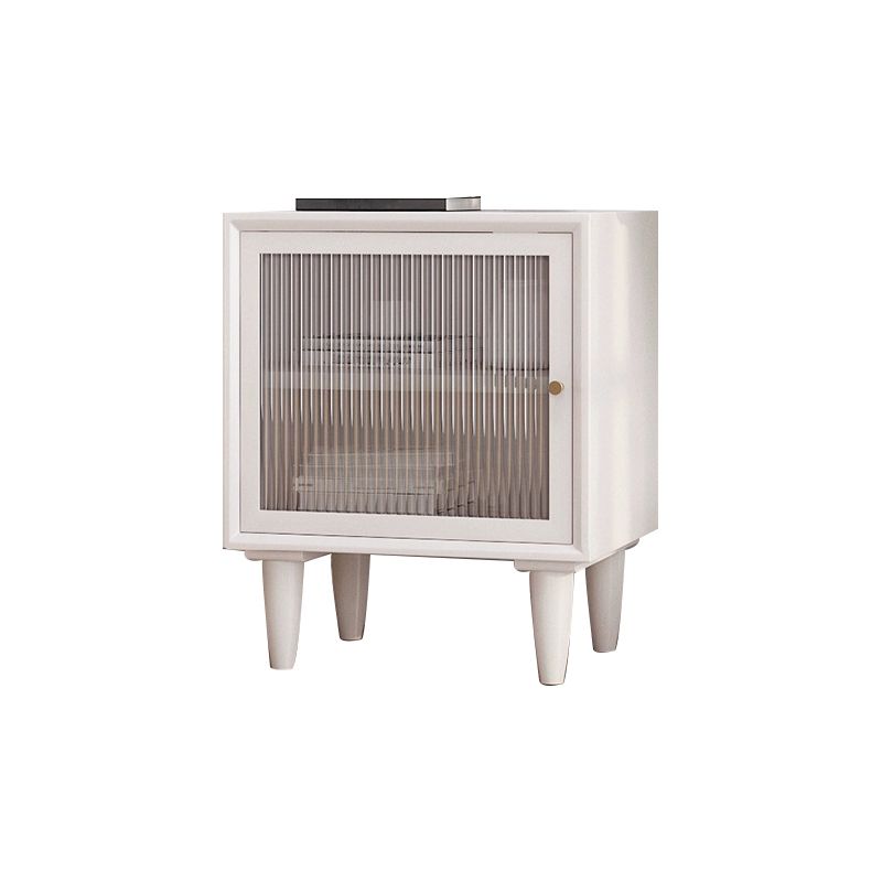 19.6" /21.6" Tall Wooden Nightstand in White / Black Modern Night Stand