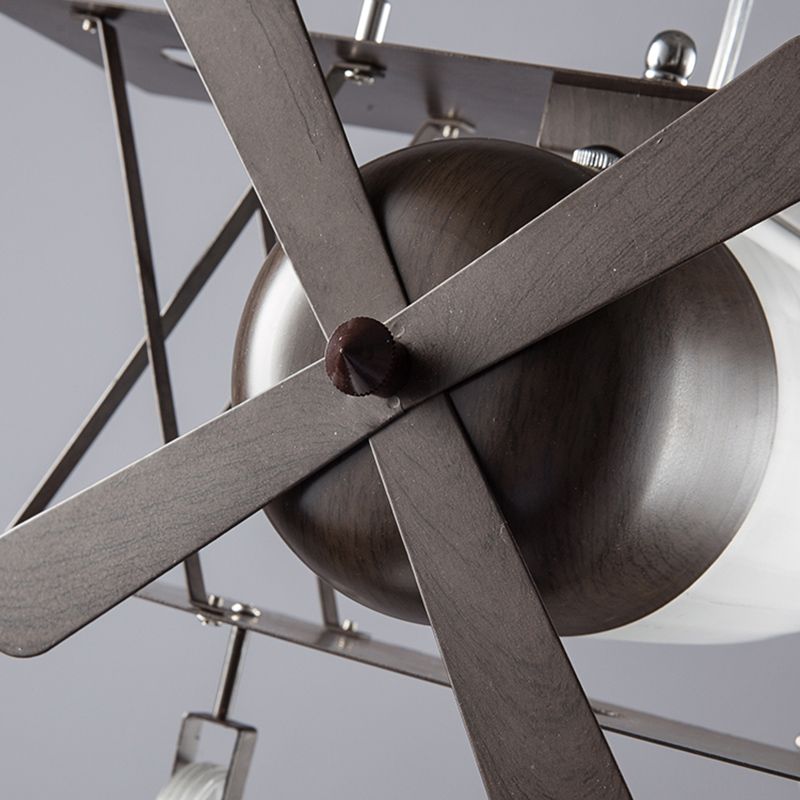 Schwarzer Doppeldecker Hanglampe Kinder gefrostete weiße Glasfederung Anhänger Licht für Schlafzimmer