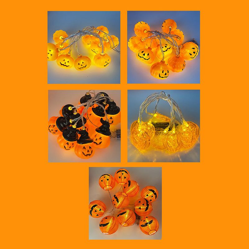 Plastic Pumpkin Halloween Light Classic Decorative Orange LED String Light for Outdoor