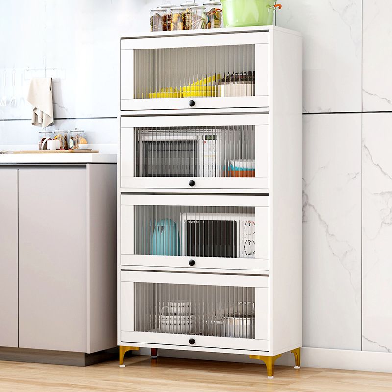 Glam Style Kitchen Server Tempered Glass Doors Buffet Server for Dining Room