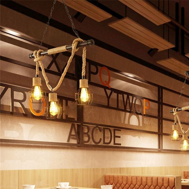Industrial Geometric Island Lighting Rope Multiple-Light Island Light Fixtures