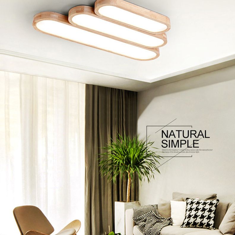 Lustre encastré en bois, luminaire de plafond encastré linéaire moderne