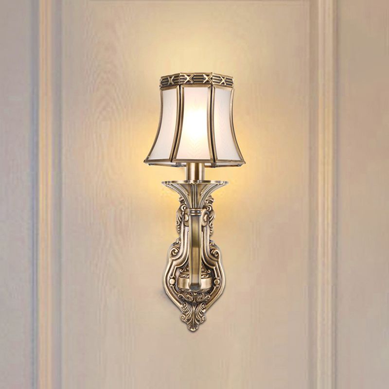 Bell Metal Wall Sconce Traditional 1-Bulb Brass Bathroom Wall Mounted Light Fixture