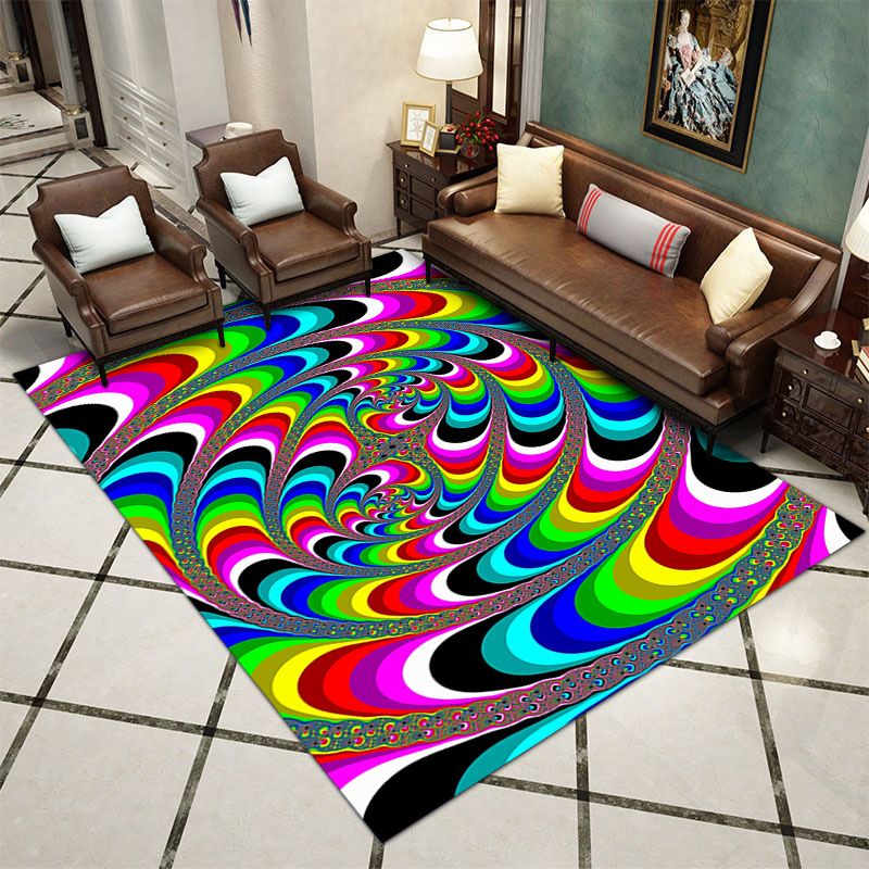 Red Contemporary Rug Polyester Graphic Indoor Rug Stain Resistant Rug for Home Decoration