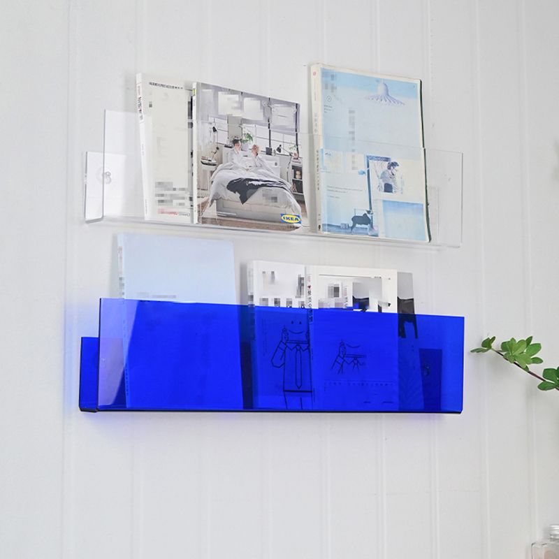 Acrylic Floating Bookcase Scandinavian Wall Mounted Book Shelf,5.7" H x 2" W