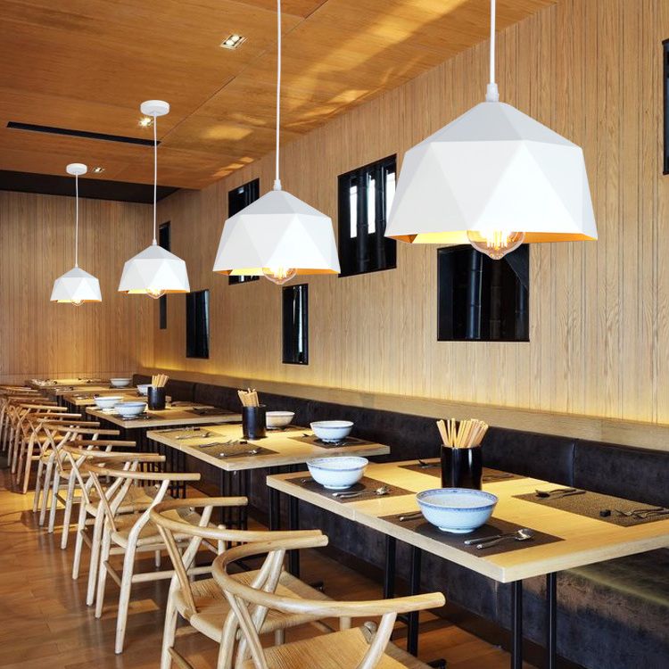 1 Lampada a ciondolo a diamante chiaro Nordic Minimalist Minimalist Metal Dining Room Hanging Lampada