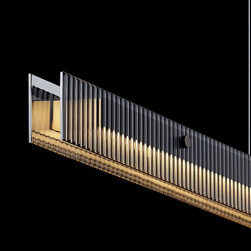 Straight Island Light Modern Metal LED Island Pendant with Glass for Living Room