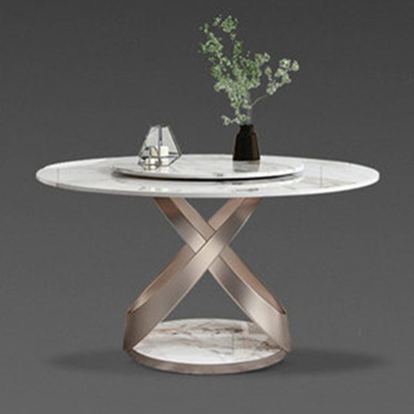 Moderne ronde eettafel gesinterde stenen eettafel met voetstuktafel