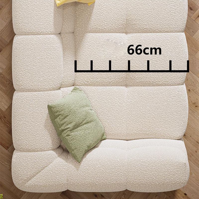 Pillow Sewn Back Sofa Contemporary Tuxedo Arm White Wool - 39.37" D