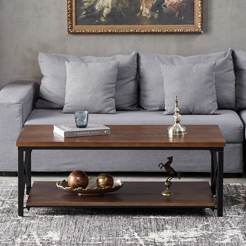 Rectangular Frame Cocktail Table Contemporary Coffee Table with Storage
