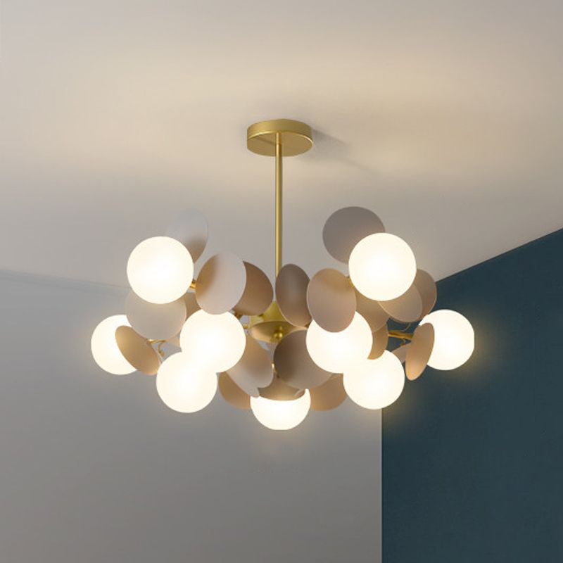 Modern Glass Chandelier Simple Hanging Pendant Light Fixture for Bedroom