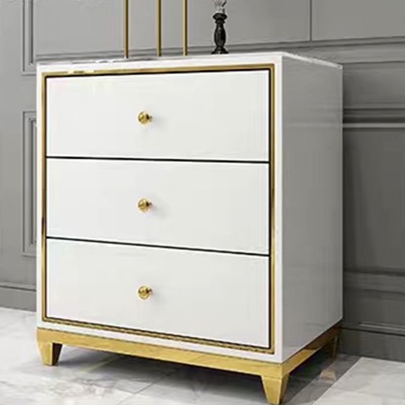 Glam Wooden Bedroom Storage Chest Vertical Chest with Drawers