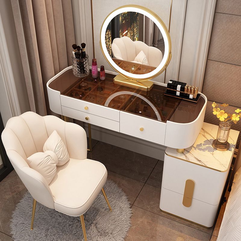 15.74" Wide Vanity Desk with 5/6 Storage Drawers Glam Glass Dresser
