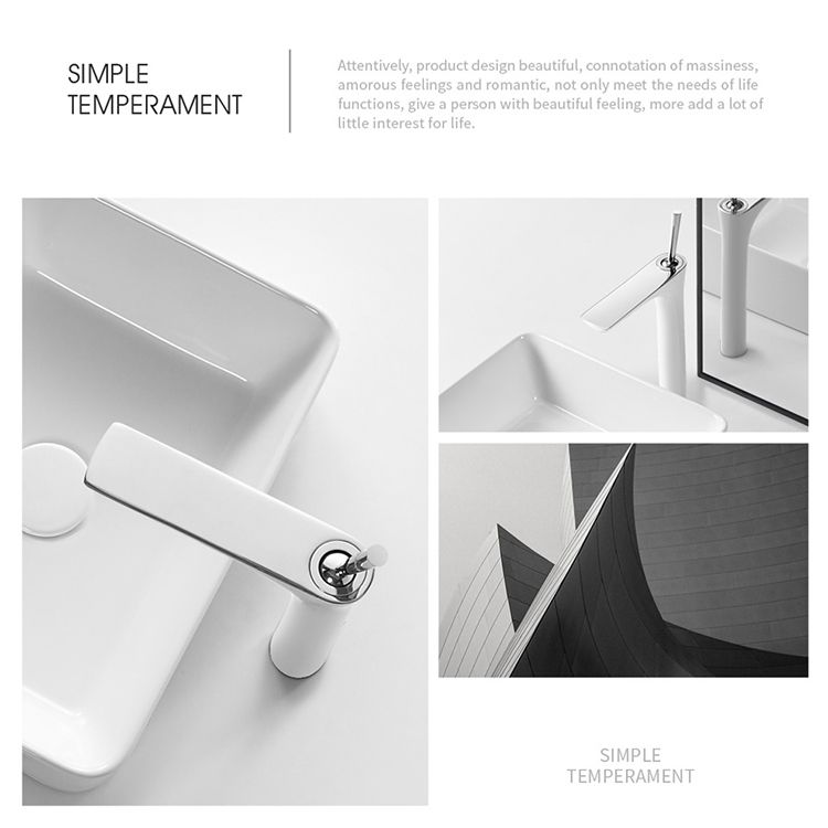 Modern Vessel Bathroom Sink Square Porcelain with Pop-Up Drain Wash Stand