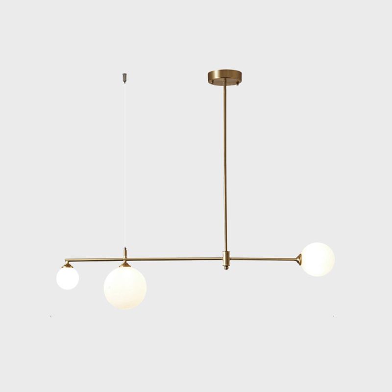 Globe Island Lighting Modern kroonluchter Glass 3 lichte eiland plafondlicht in gouden afwerking