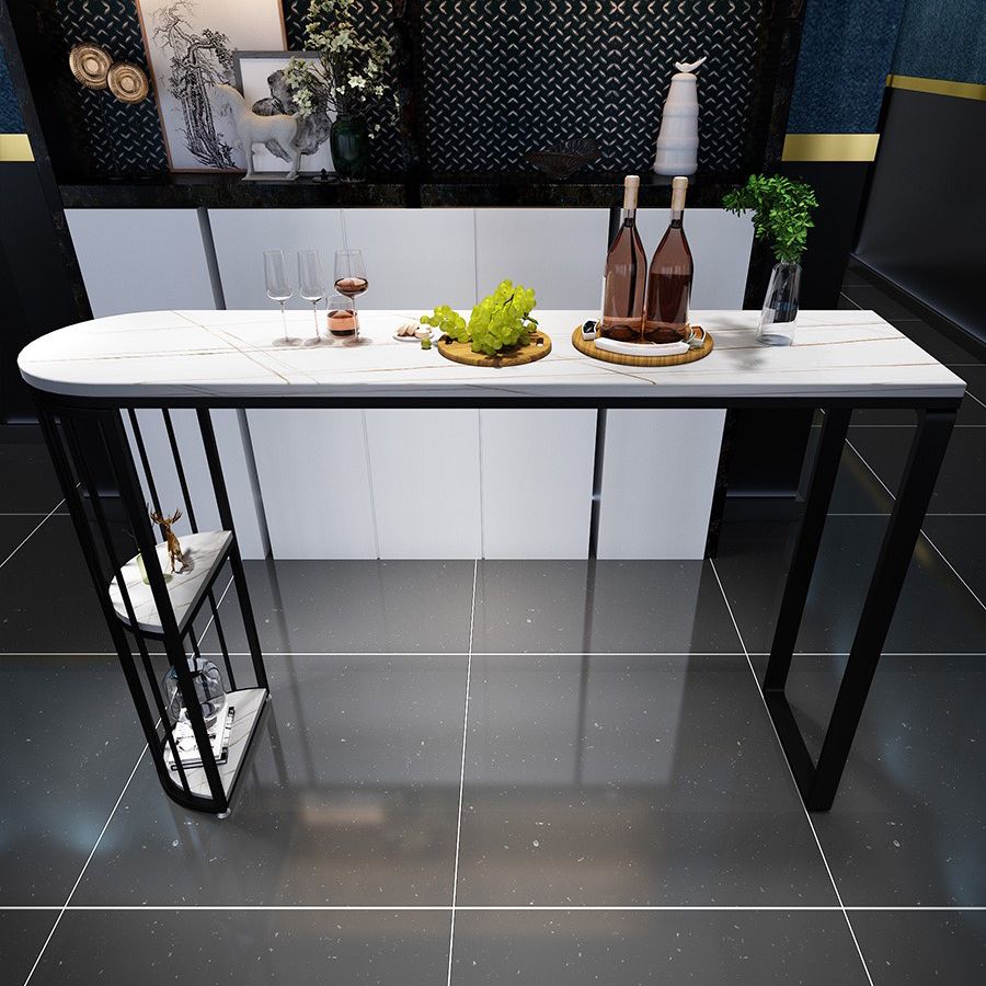 Modern Bar Table Set 1/3/5 Pieces Rectangle Stone Counter Table with Stools for Kitchen