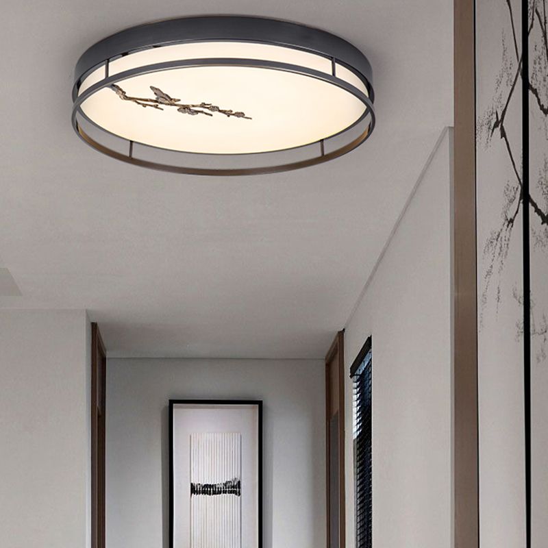 Lámpara empotrada de forma redonda Lámpara de techo empotrada de metal moderno con 1 luz en negro