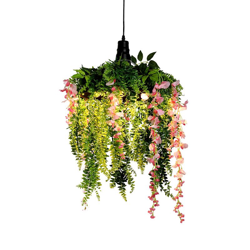 Iron Barn Down Lighting Pendant Factory 1 Bulb Restaurant Ceiling Hang Fixture with Plant Decor